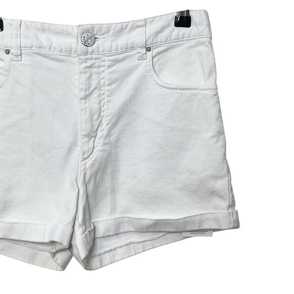 Isabel Marant White Denim Shorts High Rise Cuffed Hem Women’s Size US 6 Logo - Picture 3 of 9